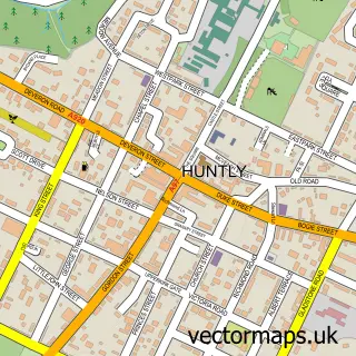 Street map sample of Huntly, Aberdeenshire