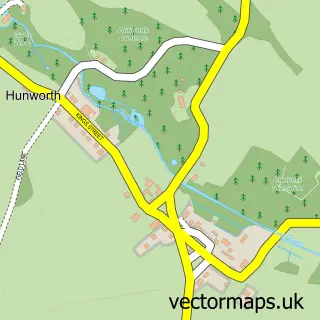 Street map sample of Hunworth, Norfolk