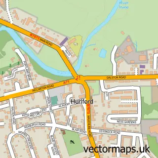 Street map sample of Hurlford, Ayrshire and Arran