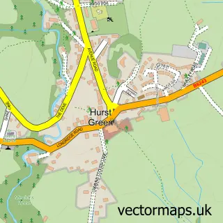 Street map sample of Hurst Green, Lancashire