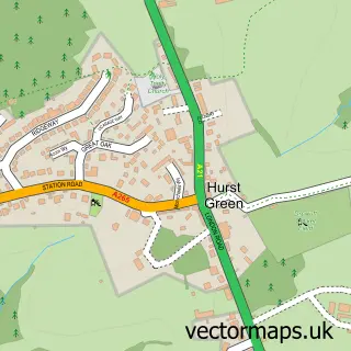 Street map sample of Hurst Green, East Sussex