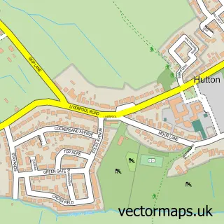 Street map sample of Hutton, Lancashire
