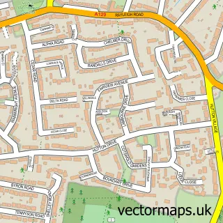 Street map sample of Hutton, Essex