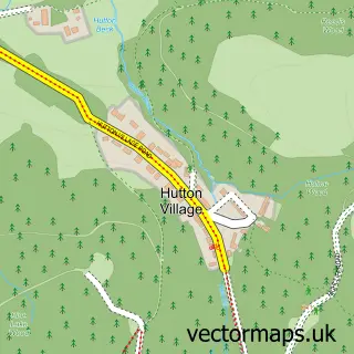 Street map sample of Hutton Village, North Yorkshire