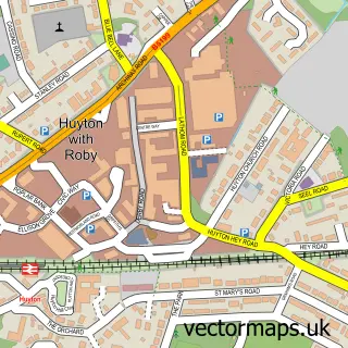 Street map sample of Huyton, Merseyside