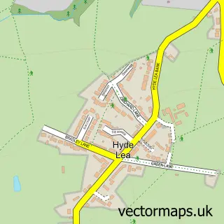 Street map sample of Hyde Lea, Staffordshire