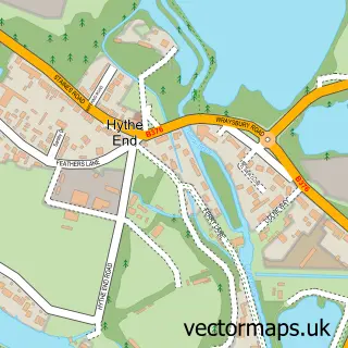 Street map sample of Hythe End, Berkshire