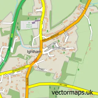 Street map sample of Ightham, Kent
