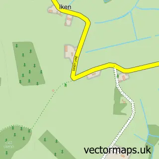 Street map sample of Iken, Suffolk