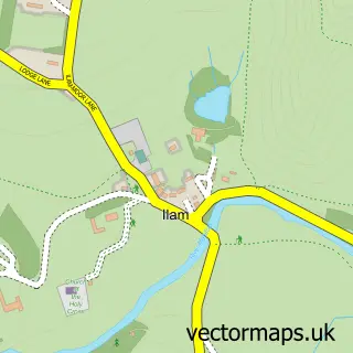 Street map sample of Ilam, Staffordshire