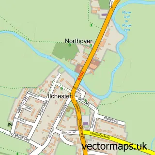 Street map sample of Ilchester, Somerset