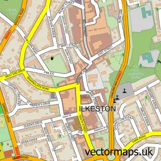 Street map sample of Ilkeston, Derbyshire