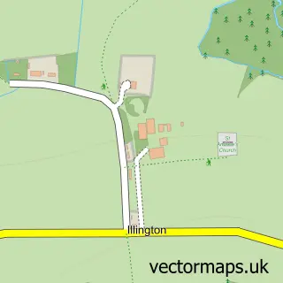 Street map sample of Illington, Norfolk