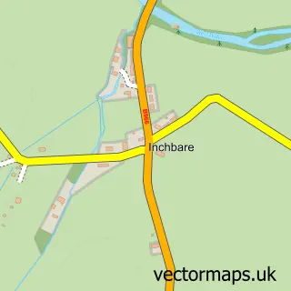 Street map sample of Inchbare, Angus