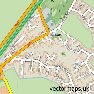 Street map sample of Inchture, Perth and Kinross