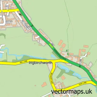 Street map sample of Ingbirchworth, South Yorkshire