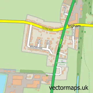 Street map sample of Ingham, Suffolk