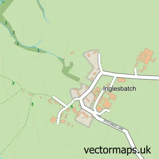 Street map sample of Inglesbatch, Somerset