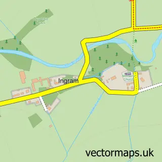 Street map sample of Ingram, Northumberland