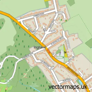 Street map sample of Ingrave, Essex