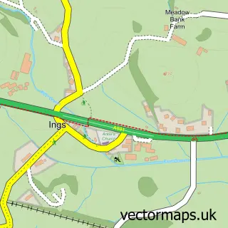 Street map sample of Ings, Cumbria
