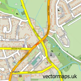 Street map sample of Insch, Aberdeenshire