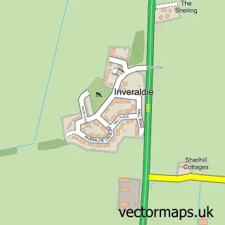 Street map sample of Inveraldie, Angus