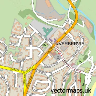 Street map sample of Inverbervie, Kincardineshire
