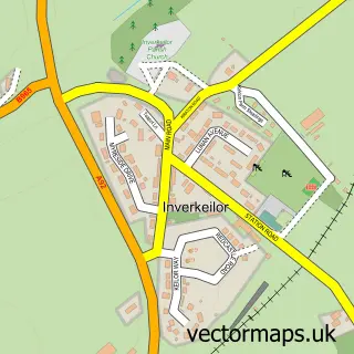 Street map sample of Inverkeilor, Angus
