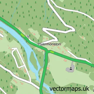 Street map sample of Invermoriston, Inverness