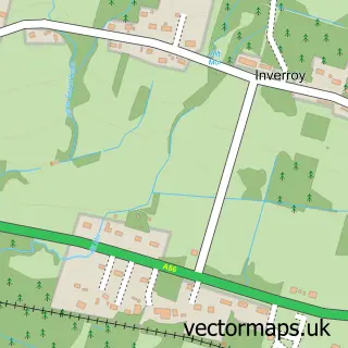 Street map sample of Inverroy, Inverness