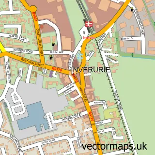 Street map sample of Inverurie, Aberdeenshire