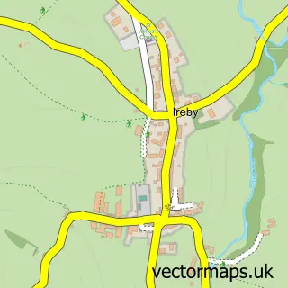 Street map sample of Ireby, Cumbria