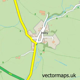 Street map sample of Ireby, Lancashire