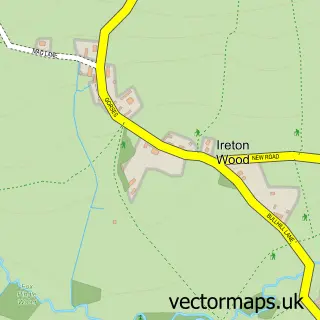 Street map sample of Ireton Wood, Derbyshire