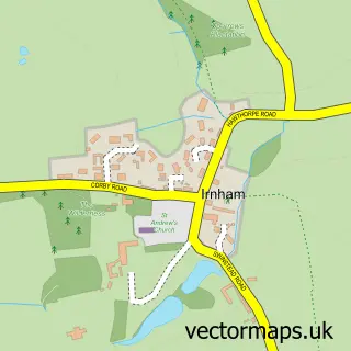 Street map sample of Irnham, Lincolnshire