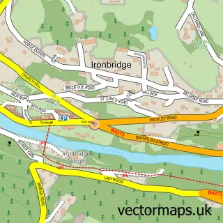 Street map sample of Ironbridge, Shropshire