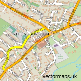 Street map sample of Irthlingborough, Northamptonshire