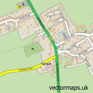 Street map sample of Isham, Northamptonshire
