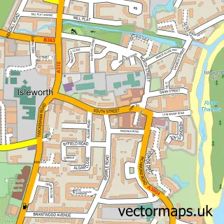 Street map sample of Isleworth, Greater London