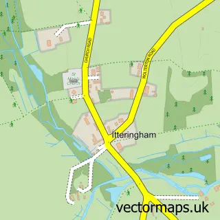 Street map sample of Itteringham, Norfolk
