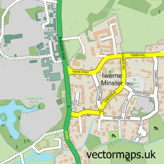 Street map sample of Iwerne Minster, Dorset