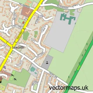 Street map sample of Ixworth, Suffolk