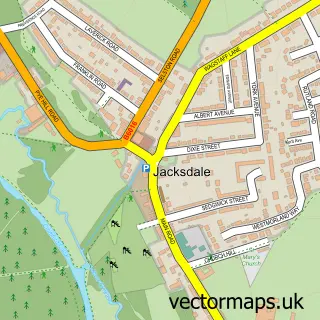 Street map sample of Jacksdale, Nottinghamshire