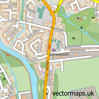 Street map sample of Jamestown, Dunbartonshire