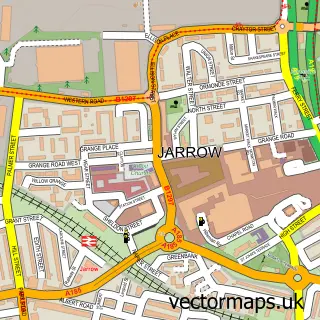 Street map sample of Jarrow, Tyne & Wear