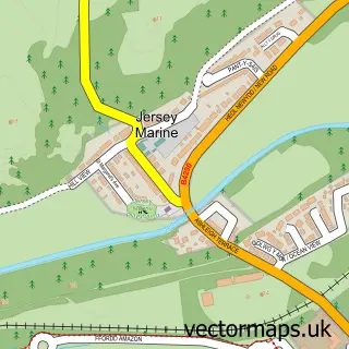 Street map sample of Jersey Marine, West Glamorgan