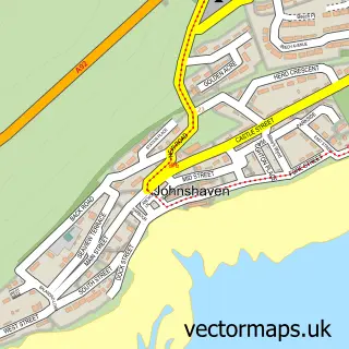 Street map sample of Johnshaven, Kincardineshire