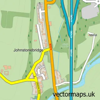 Street map sample of Johnstonebridge, Dumfries