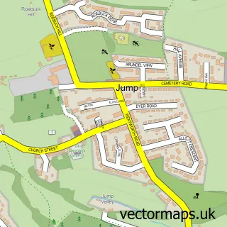 Street map sample of Jump, South Yorkshire